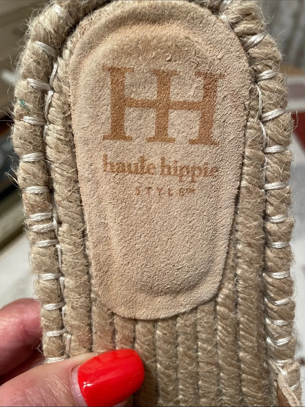 Haute Hippie Style size 8 fun beige leather upper and soft espadrille sandals